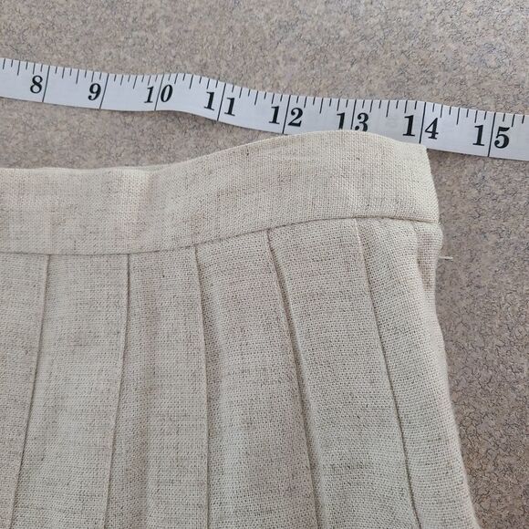 Vintage New Frontier Linen Blend Pleated Skirt 10 - Picture 4 of 9